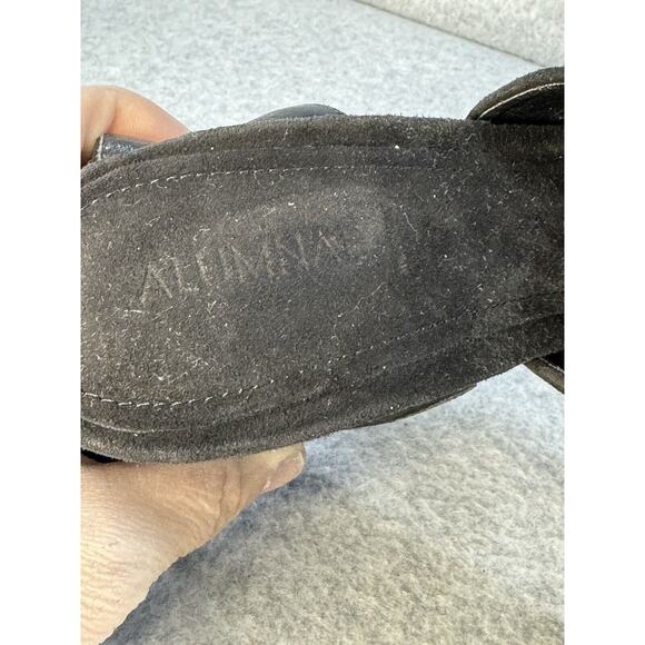 Alumnae | Shoes | Alumnae Strappy Ankle Wrap Double Buckle  Alumnae Black Suede Leather Block Heel Ankle Wrap Sandals Sz 8.5 EU 39